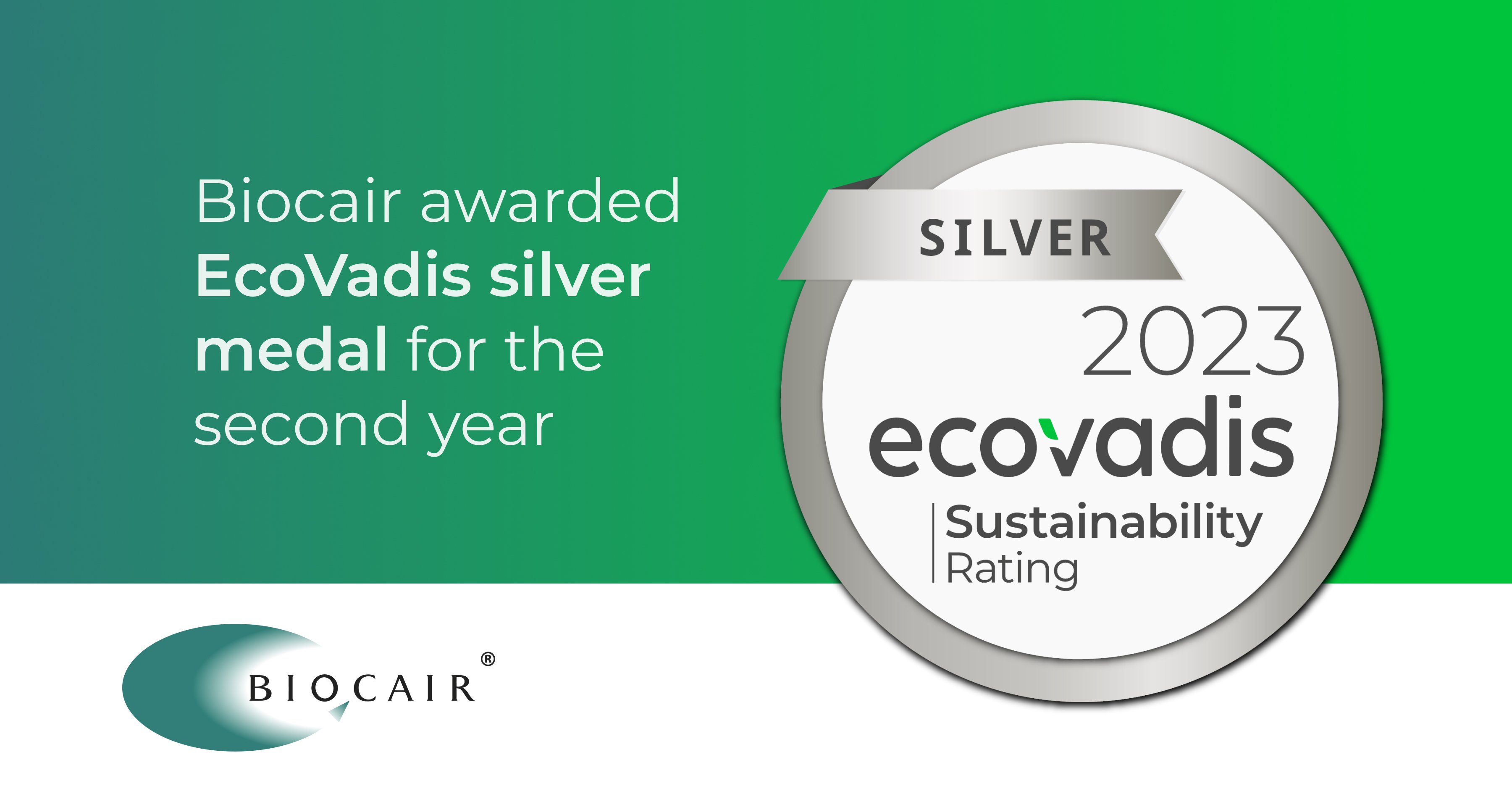 Biocair awarded 2023 EcoVadis silver medal